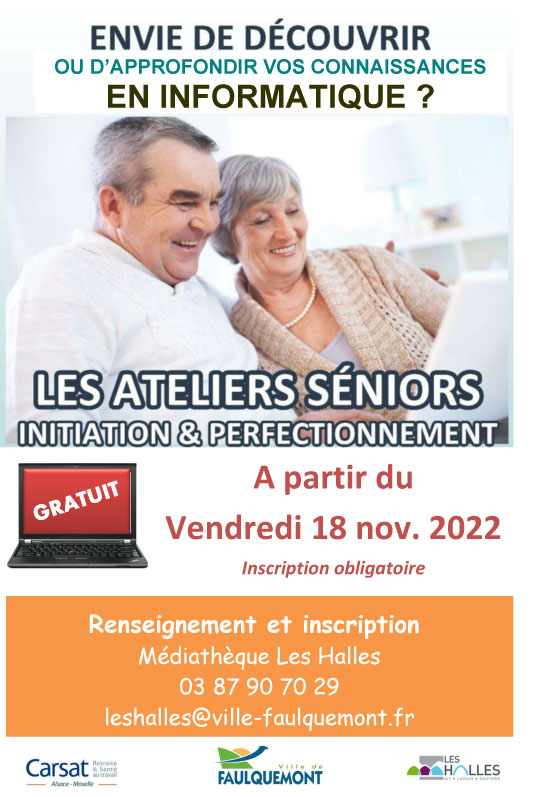 ATELIERS INFORMATIQUE SENIORS - Médiathèque les Halles de Faulquemont