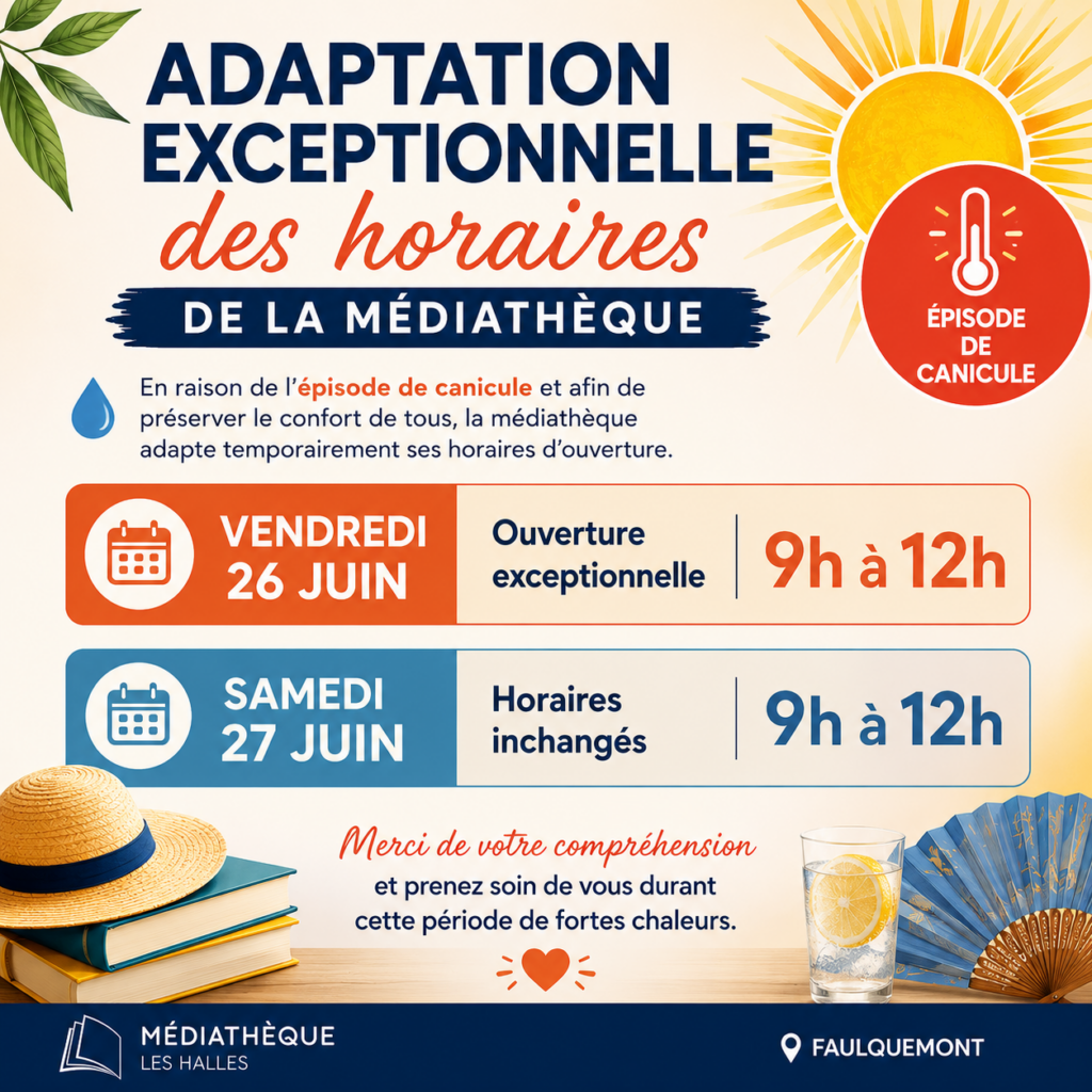 ADAPTATION EXCEPTIONNELLE DES HORAIRES D'OUVERTURE